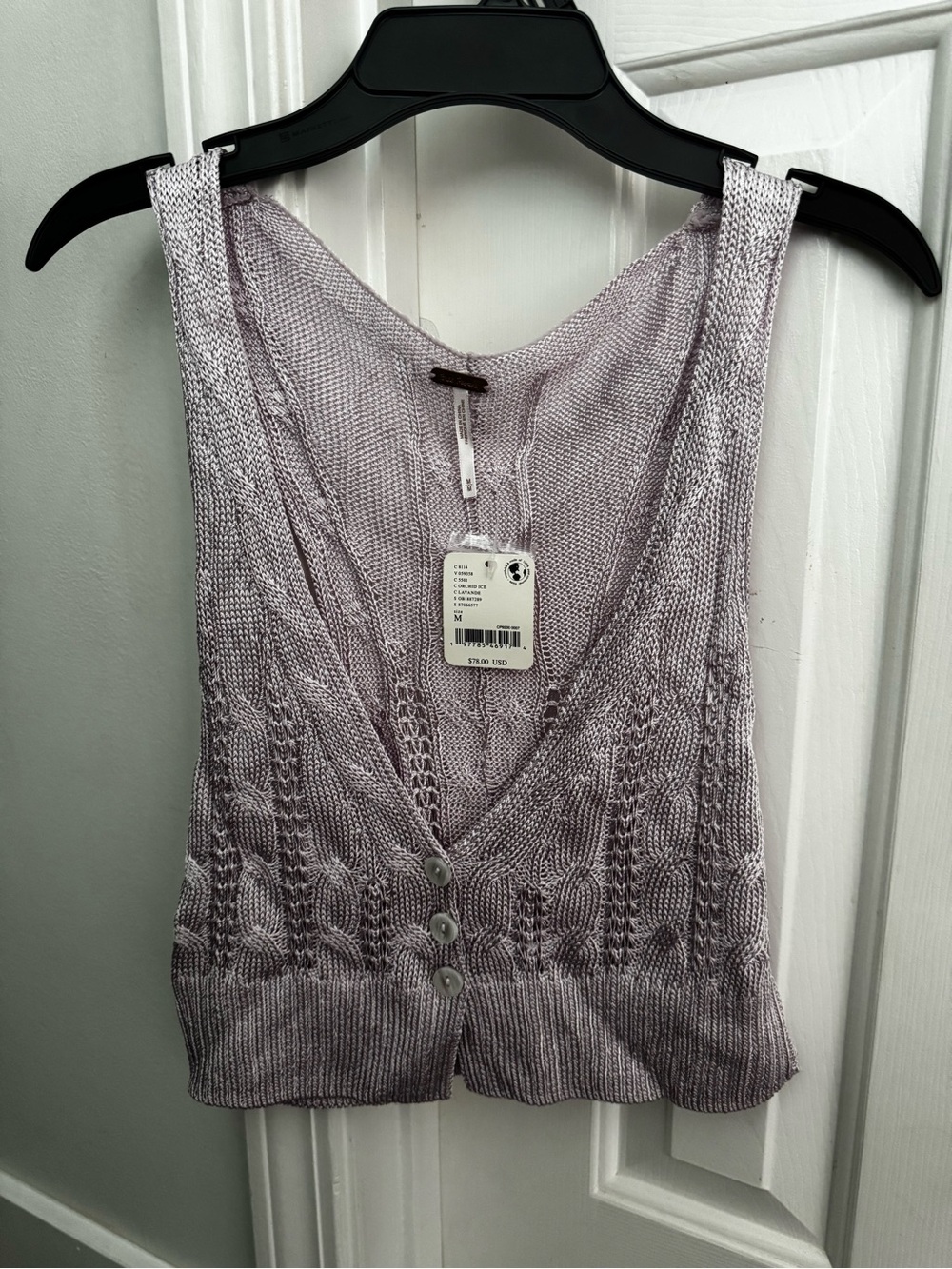 Free People Lavender Knit Button-Front Tank